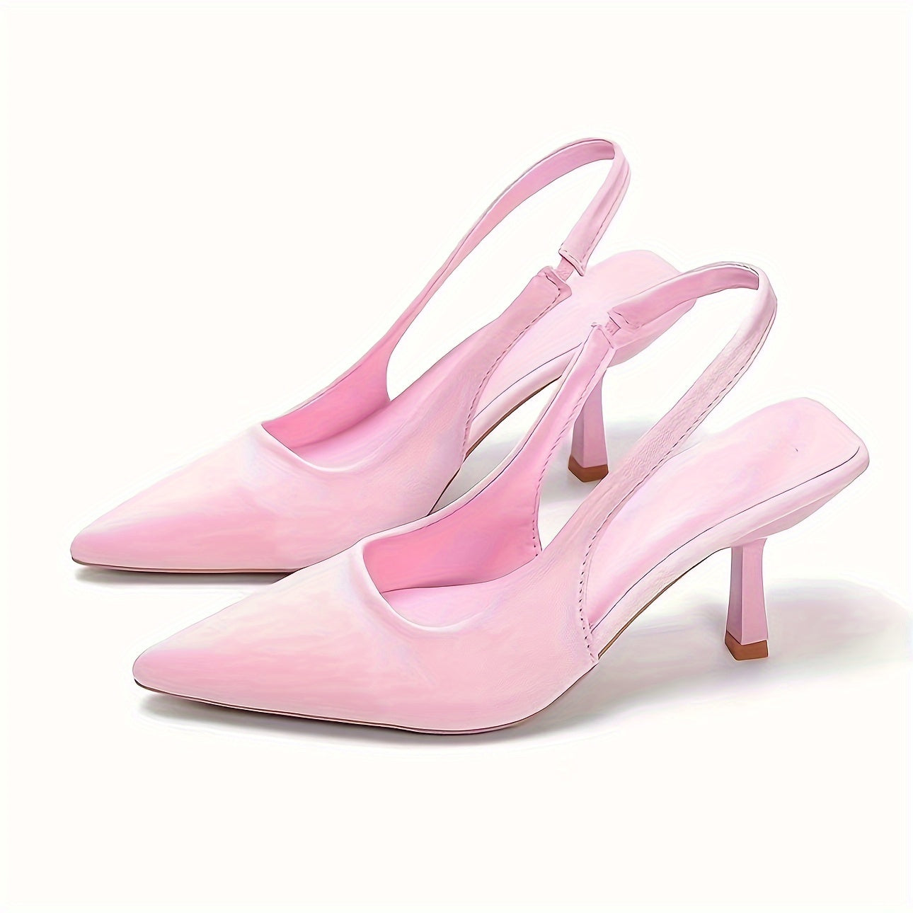 Women's Solid Color Stiletto Heeled Sandals, Elegant Pointed Toe Ankle Strap Heels, Fashion Slingback Pumps