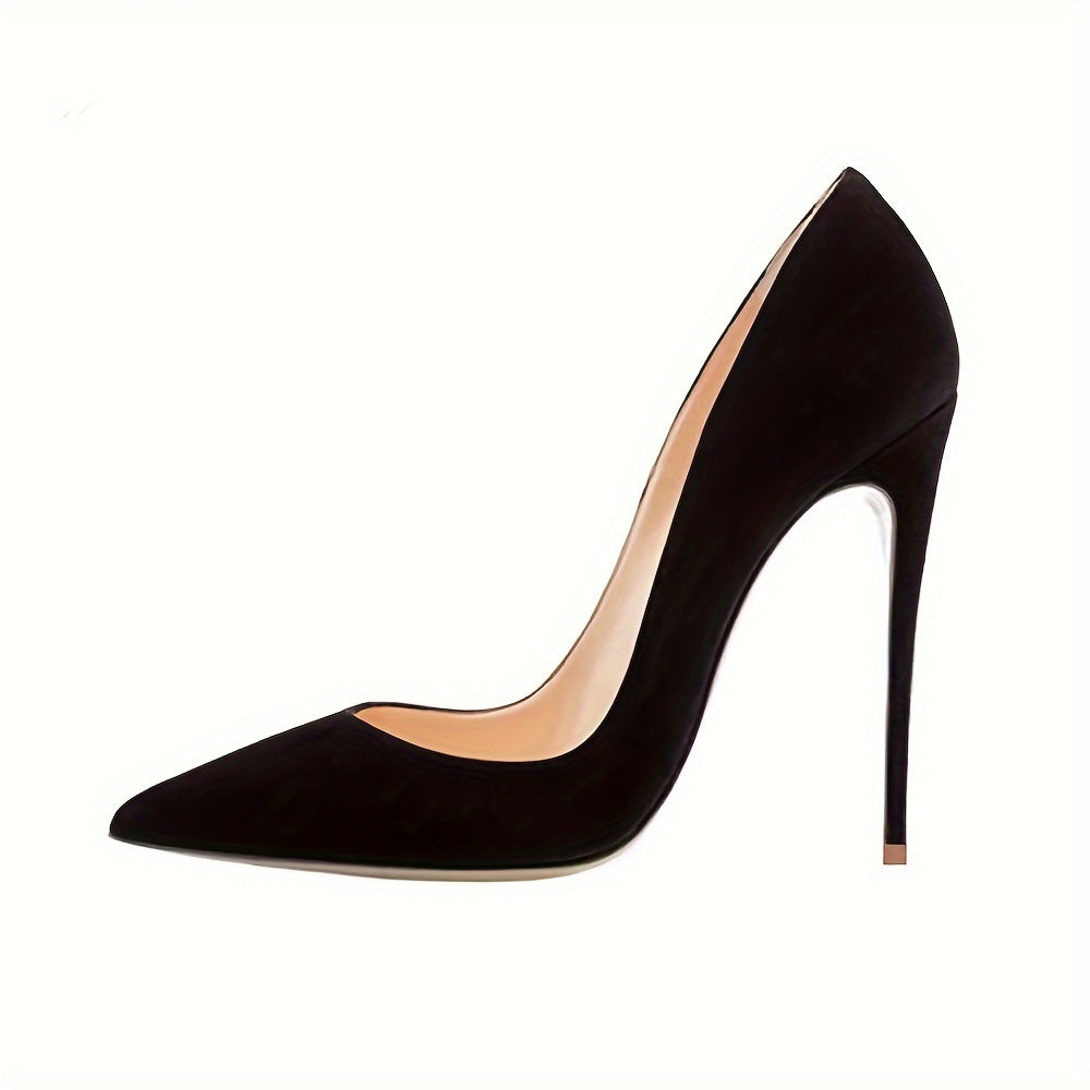 Solid Color Elegant High Heels, Women's Pumps Pointed Toe Stilettos, Women's Shallow Mouth Slip On Party