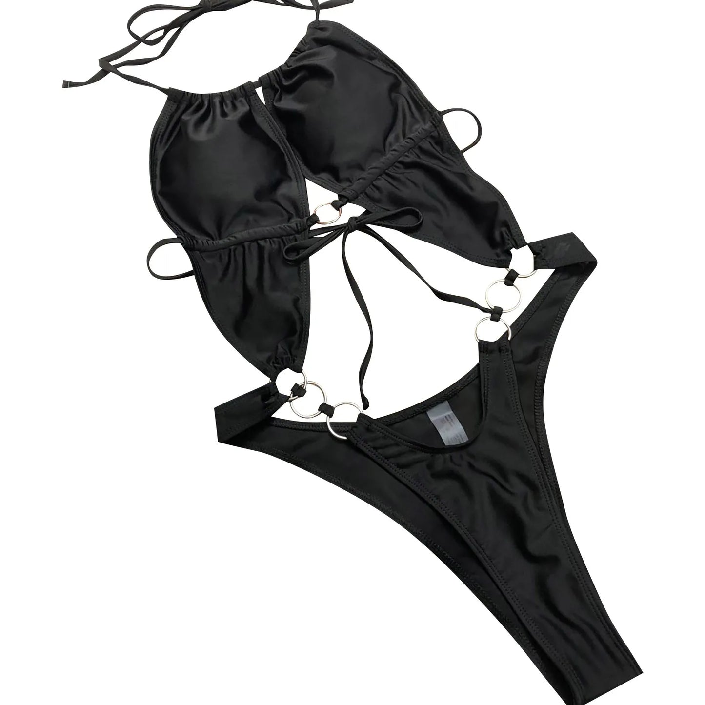 Sexy Bikini Personality Simple Female Swimsuit Solid Color Lace Up Sexy Bikini High Waisted Bikini Bottoms