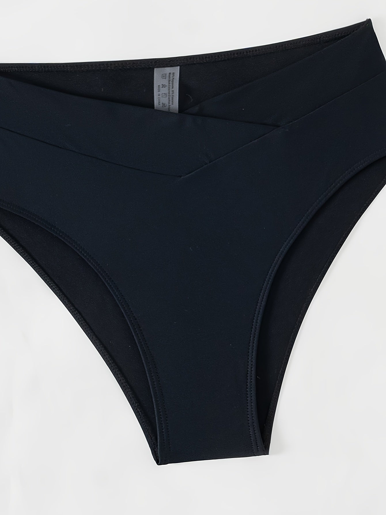 Elegant & Chic Criss-Cross V-Neck Bikini Set in Solid Color - Stretchy, Comfortable, and Stylish Swimwear