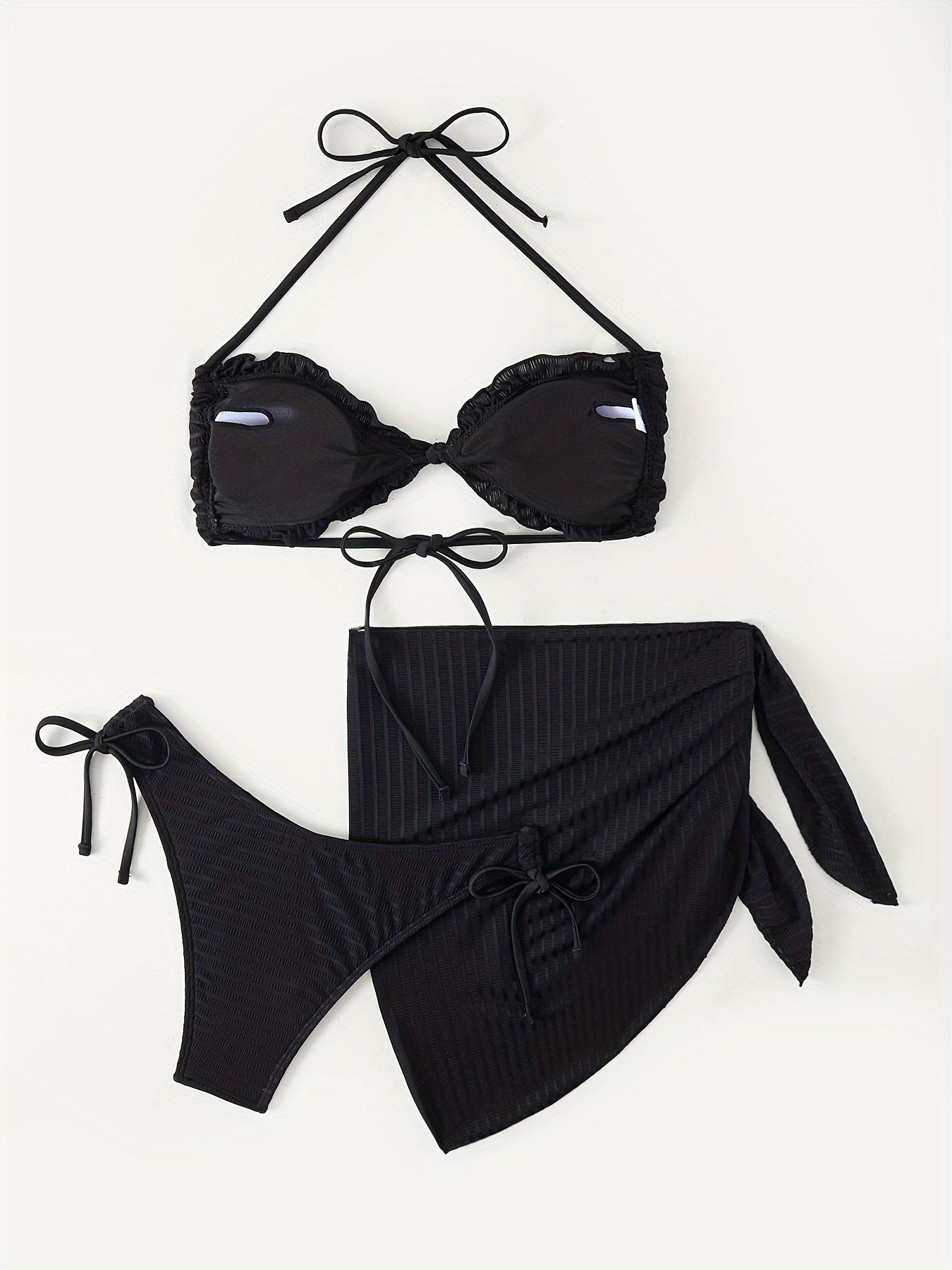 Sexy Fashion Solid Color Bikini Three-piece Set