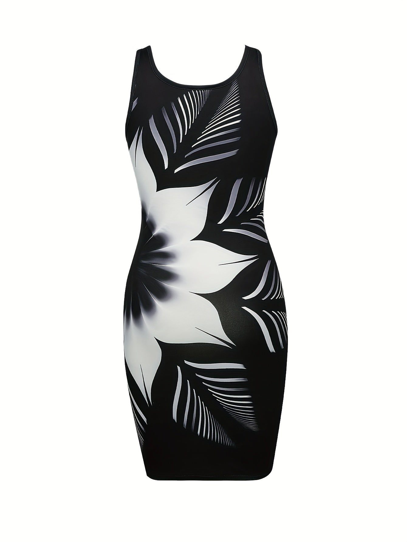 Chic Floral Print Tank Dress - Sexy Sleeveless Scoop Neckline, Figure-Sculpting Bodycon Fit - Perfect Summer Dress for Women