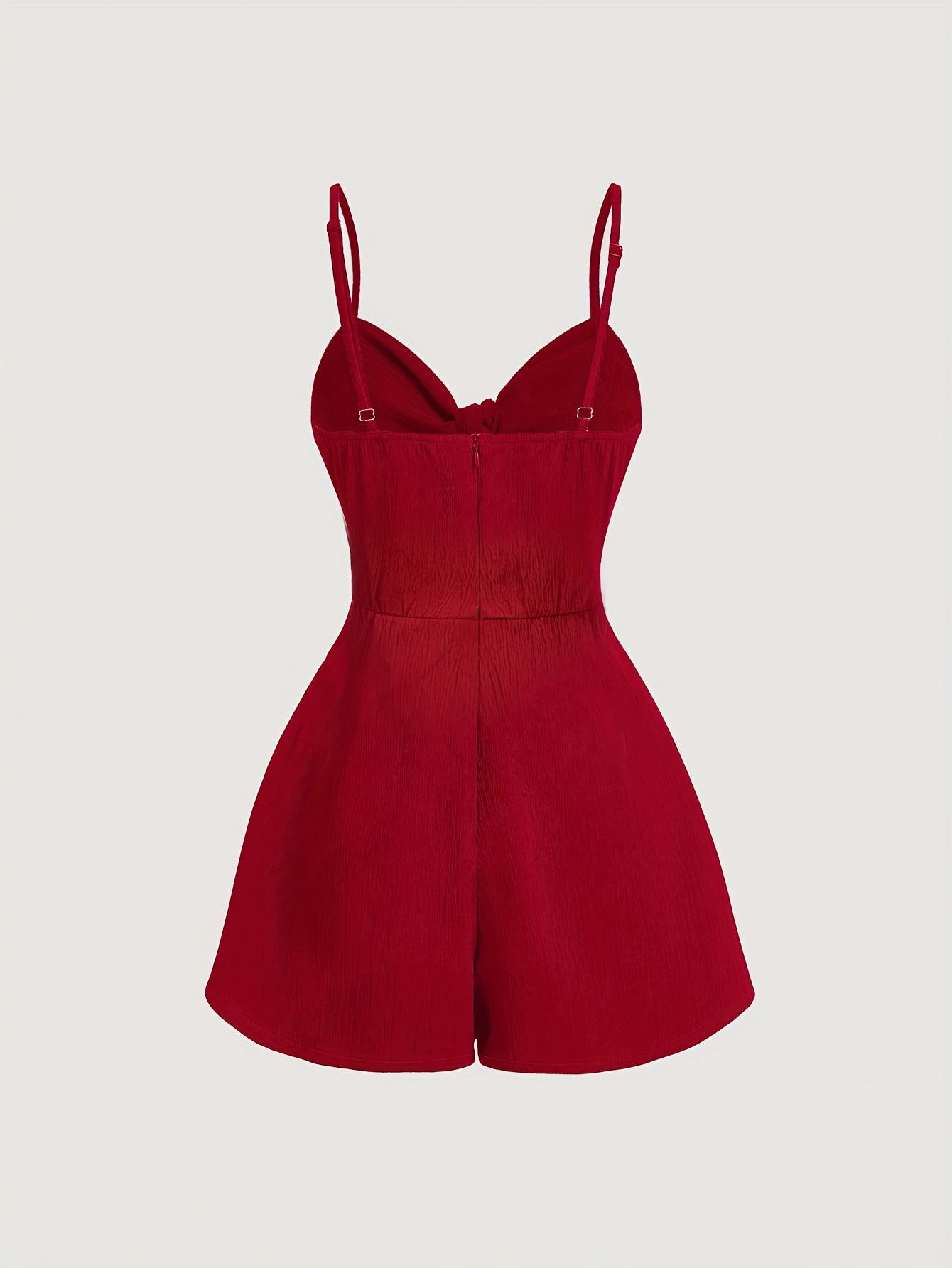 Women's Elegant V-Neck Spaghetti Strap A-Line Dress with Bow Detail - Vibrant Red Short Sleeveless Summer Dress, Machine Washable Casual to Dressy Outfit, Spaghetti Suspender Dress
