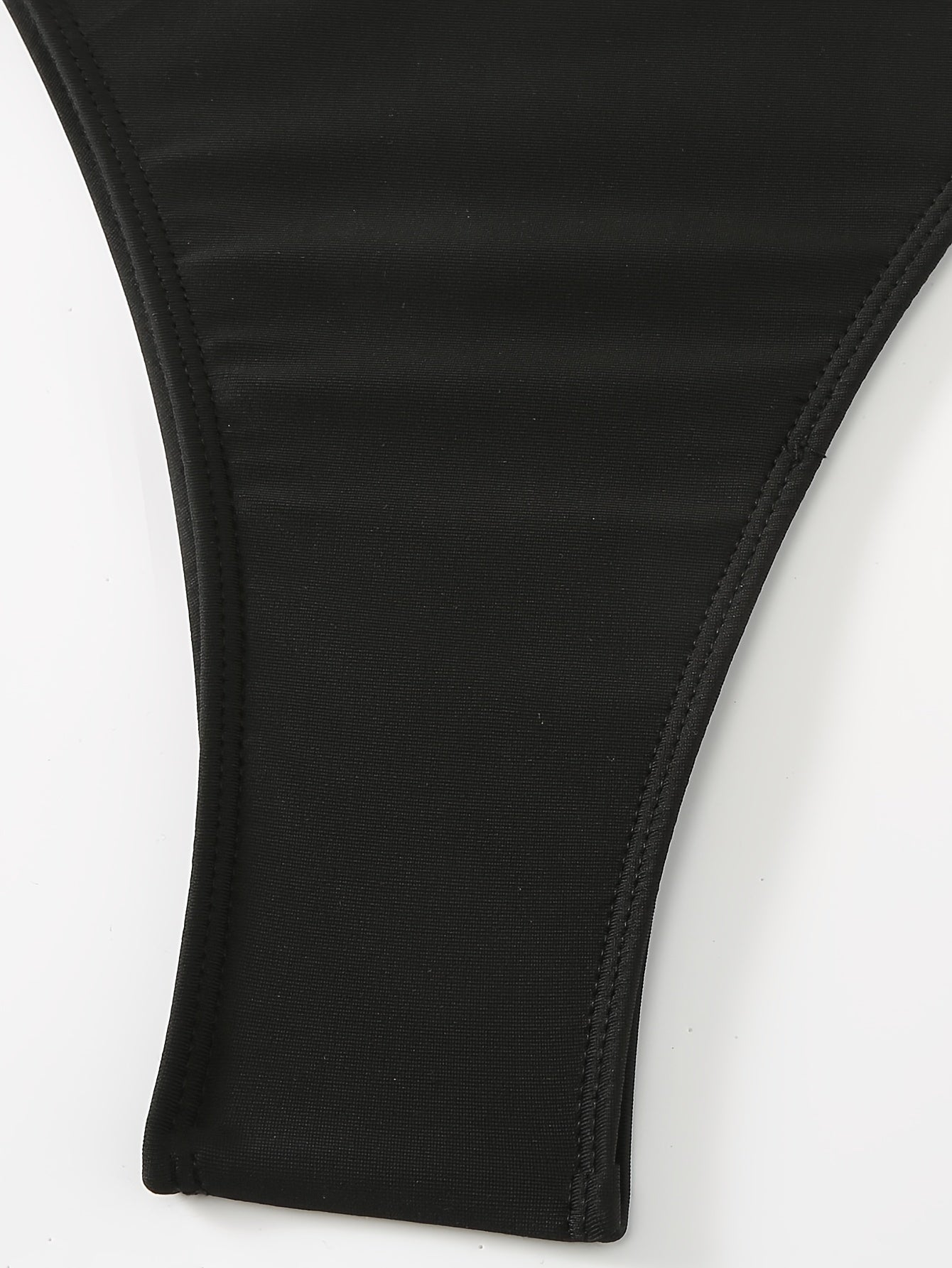 Plain Black Stretchy Elegant 3 Piece Set Swimsuits, Bandeau V String Bikini With Side Split Drawstring Mesh Cover Up Skirt, Women's Swimwear & Clothing Valentine's Day
