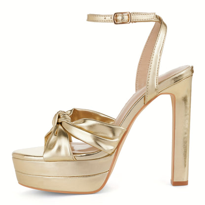 Bow Knot 5.5 Inch Stiletto High Heels For Women Platform Open Round Toe Strappy Heeled Sandals Wedding Party Prom Shoes