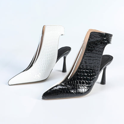 Women'S Fashion Two-Tone Stiletto Heels, Pointed Toe Slip-On Pumps, Ultrahigh Heel, Man-Made Upper/Inner, PVC Sole, Superfine Fiber Insole