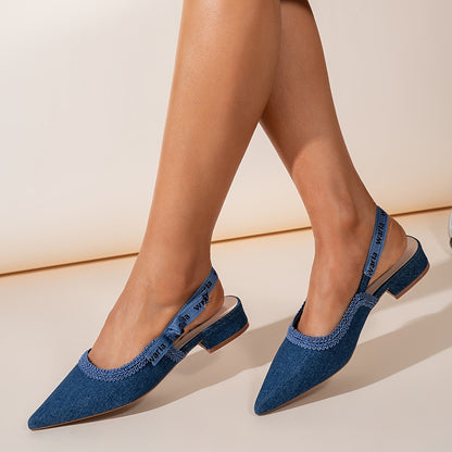 Side Letter Woven Straps, Sweet And Elegant, Fashionable, Sexy, Comfortable, Versatile Low-Heeled Shoes with Chunky Heels.