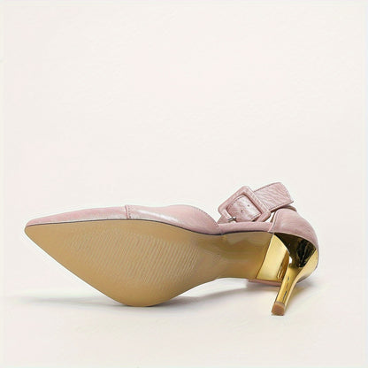 Lady'S Pink High Heels with Cloud Pattern And Ankle Strap