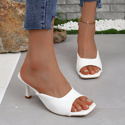Elegant Stiletto Heels - Single-Tone, High Heel, Classic Square Toe, Easy Slip-On Design, Sophisticated Style - Womens Fashionable Dress Pumps for Formal Occasions