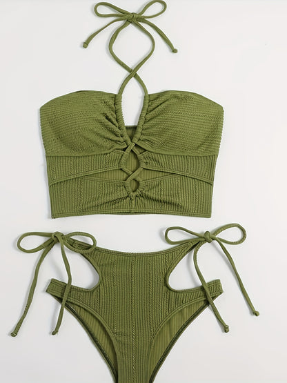 2023 New Split Bikini High Waist European and American Women's Swimwear Women's Vacation Swimwear