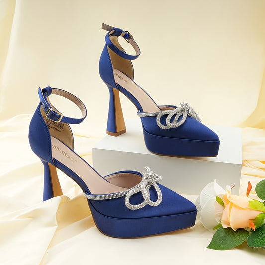 Pointy Heels With Bright Brick Bow For Women