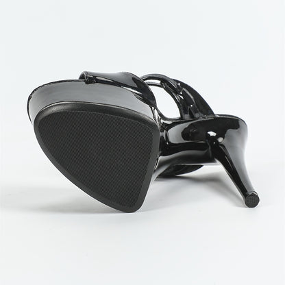 Summer 2025 Chic Women's Stiletto Sandals - Sexy Cross Strap, Open Toe, High Heel Platform Shoes for Parties & Performances, Faux Cover with Rubber Sole, Stiletto Heels