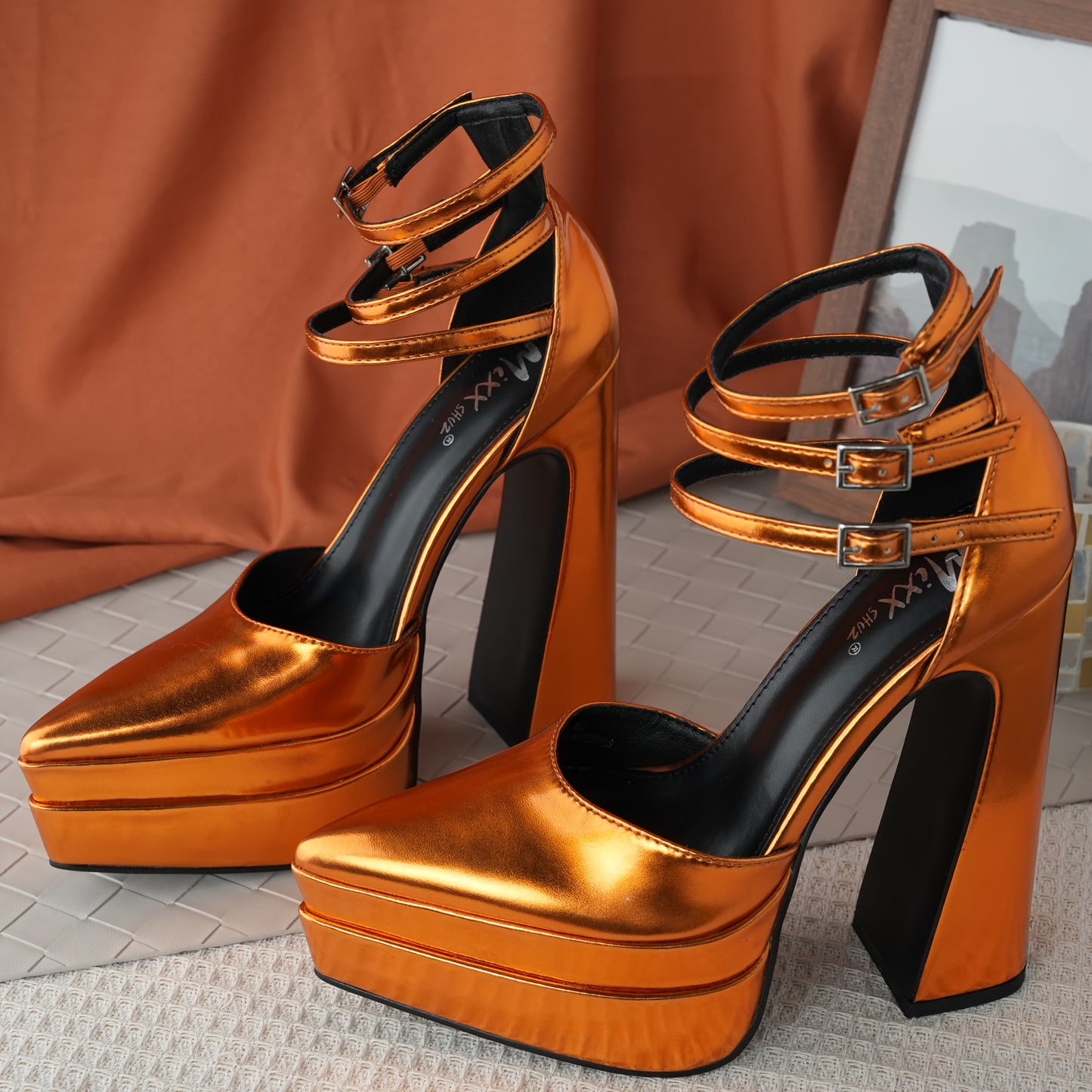 6 Inches Chunky Platform Heels For Women Block High Heels Ankle Buckle Sandals Pumps