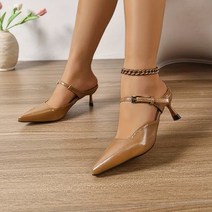 Women'S Minimalist Pointed Toe High Heel Shoes - Lightweight, Synthetic, Flared Heel, All-Season Fashion, Hand Washable, Stylish Office Footwear, Office Footwear | Minimalist Style | Lightweight Heels
