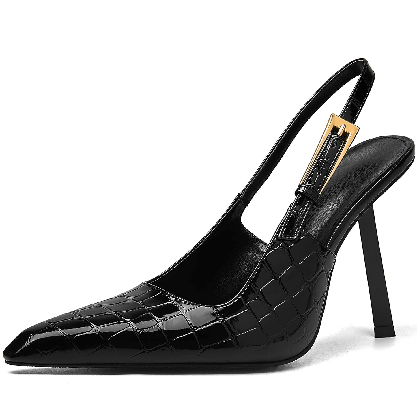 Womens Glamorous Slingback Stiletto Sandals - Fashionable Pointed Toe with Secure Buckle Strap - Comfortable High Heels for All-Match Style - Perfect Party & Banquet Dress Shoes
