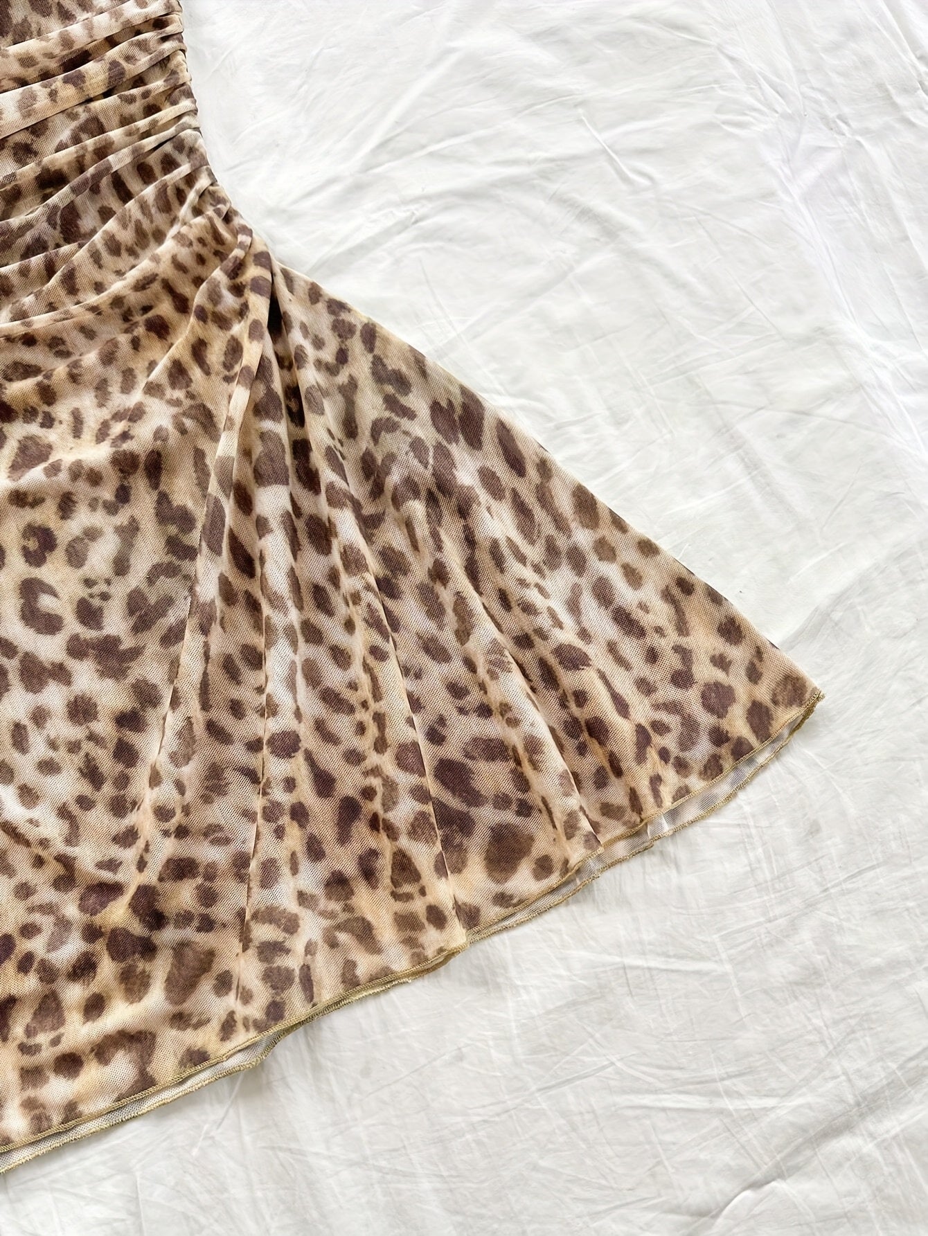 Sexy Leopard Print Mesh Suspender Dress for Women - Ruched Bodice, Sleeveless Summer Dress with Adjustable Thin Straps, Perfect for Casual or Stylish Outfits, Summer Fashion | Leopard Print Dress | Mesh Detailing, Cute Dresse