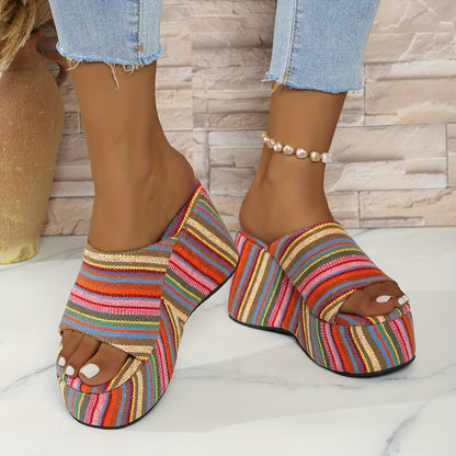 Women'S Sexy Strappy Wedge Sandals - Summer All-Season Open Toe High Heels with Rubber Sole, Fabric Upper & Lining, and Synthetic Insole, Strappy Sandals
