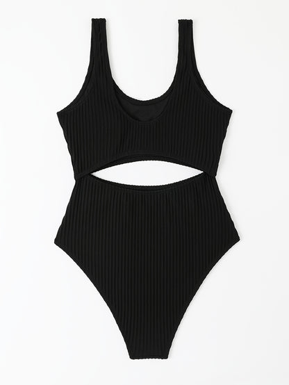 White Off the Shoulder One Piece Swimsuit - High Cut, Hollow Out, High Stretch, Sexy Polyester Knit Fabric - Solid Color, No Printing, Sheer-Free, Womens Swimwear & Clothing