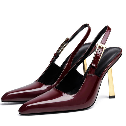 Womens Glamorous Slingback Stiletto Sandals - Fashionable Pointed Toe with Secure Buckle Strap - Comfortable High Heels for All-Match Style - Perfect Party & Banquet Dress Shoes
