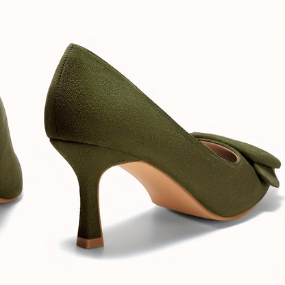[Emerald Stiletto] Emerald Green Pointed Toe Stiletto Pumps | Women's Fashionable Wedding & Party Heels, Versatile All-Season Dress Shoes, Machine Washable, PU Cover Upper & Sole with Buckle Decor