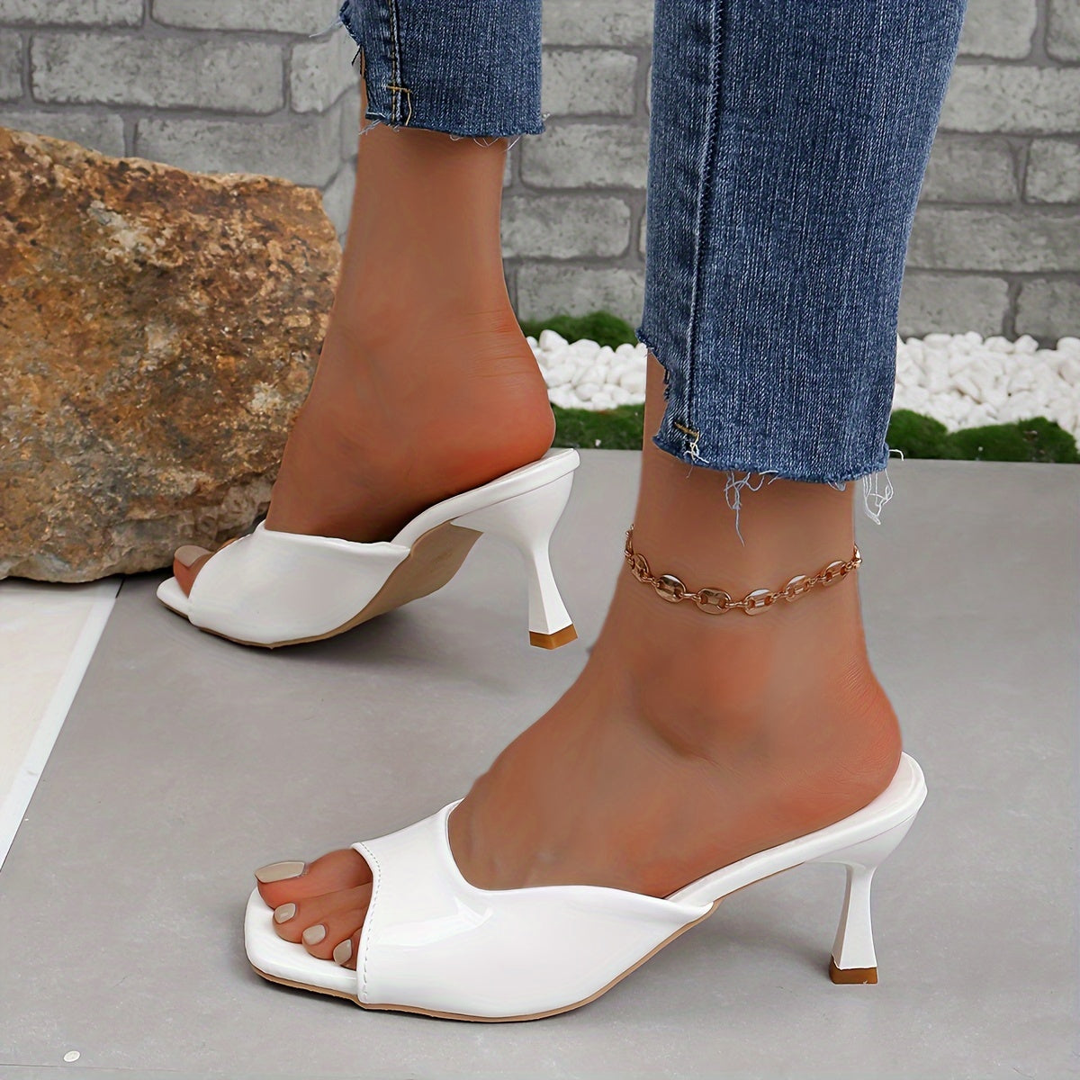 Elegant Stiletto Heels - Single-Tone, High Heel, Classic Square Toe, Easy Slip-On Design, Sophisticated Style - Womens Fashionable Dress Pumps for Formal Occasions