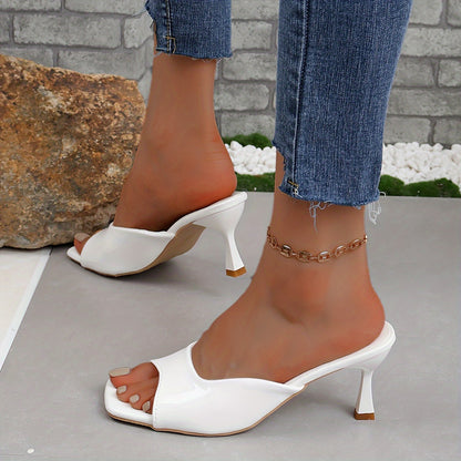 Elegant Stiletto Heels - Single-Tone, High Heel, Classic Square Toe, Easy Slip-On Design, Sophisticated Style - Womens Fashionable Dress Pumps for Formal Occasions