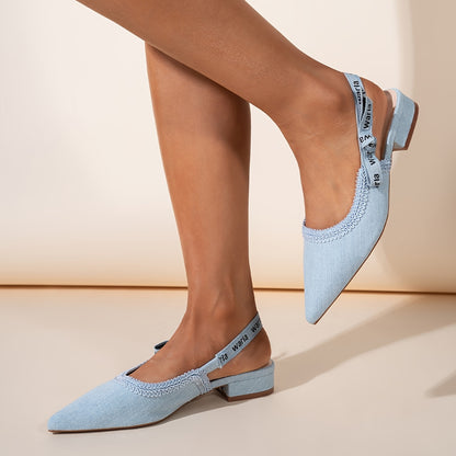 Side Letter Woven Straps, Sweet And Elegant, Fashionable, Sexy, Comfortable, Versatile Low-Heeled Shoes with Chunky Heels.