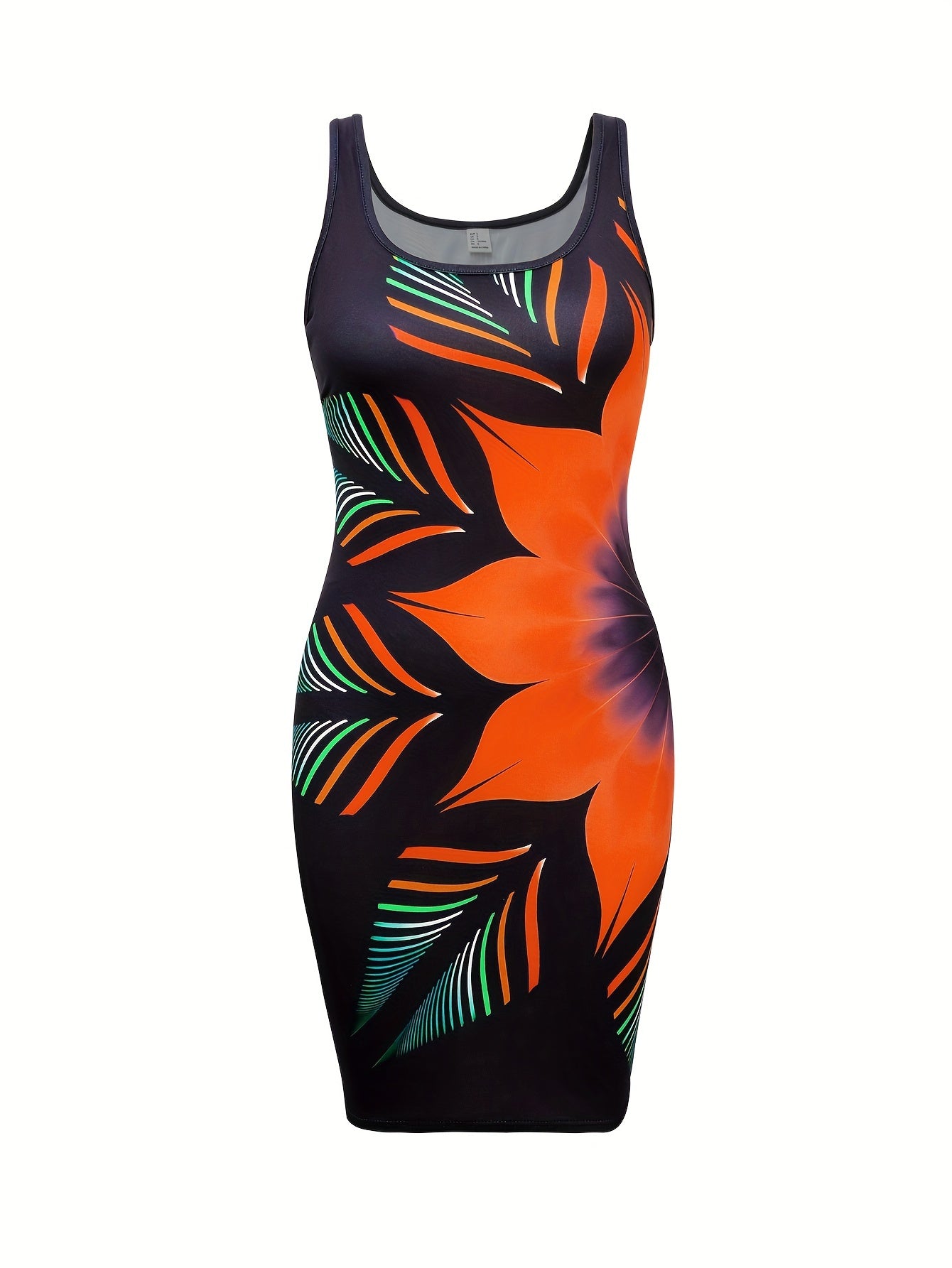 Chic Floral Print Tank Dress - Sexy Sleeveless Scoop Neckline, Figure-Sculpting Bodycon Fit - Perfect Summer Dress for Women