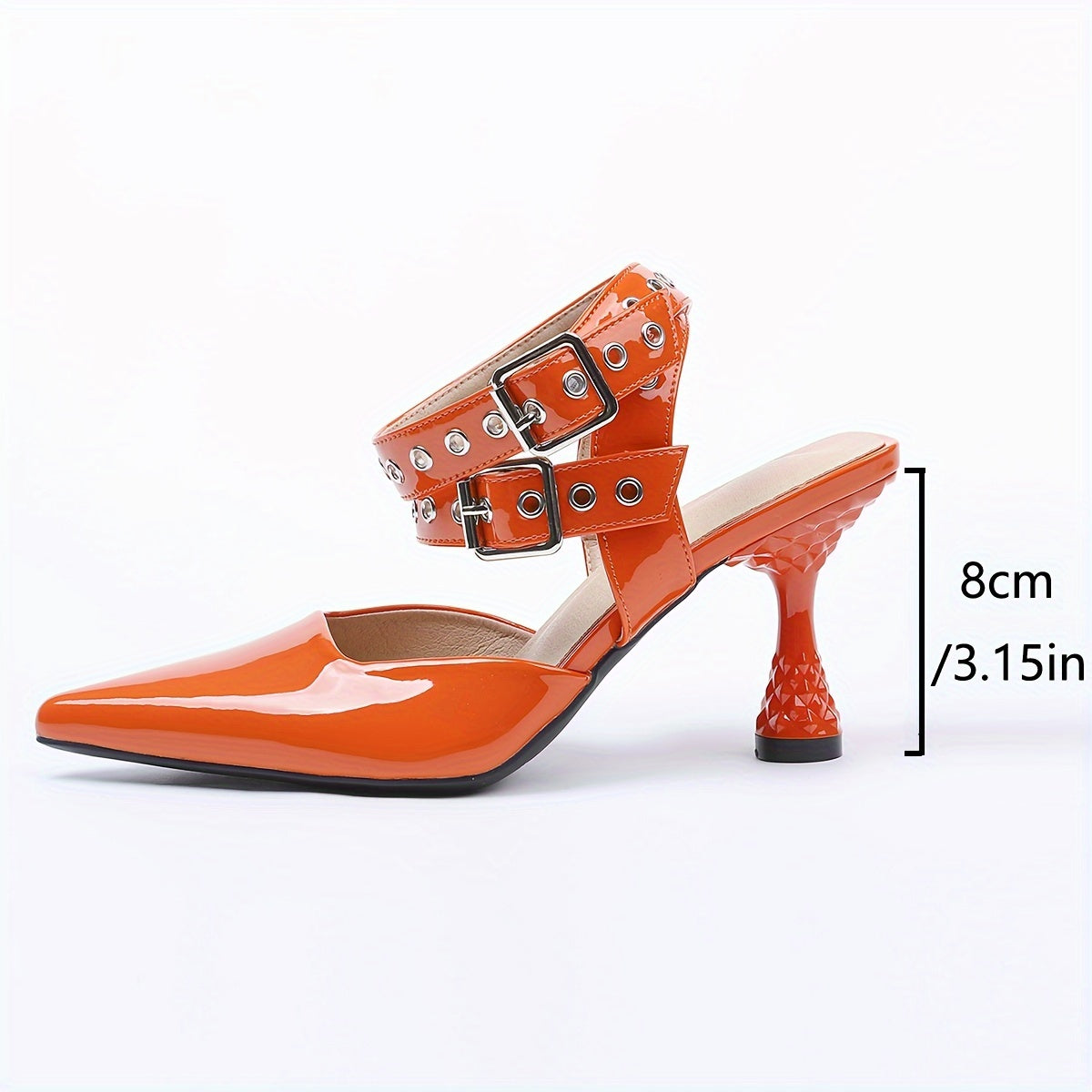 Chic Womens Solid Color Stiletto Heels - Pointed Toe Dress Pumps with Stylish Buckle Strap Slingback Design - Elegant & Comfortable for Various Occasions