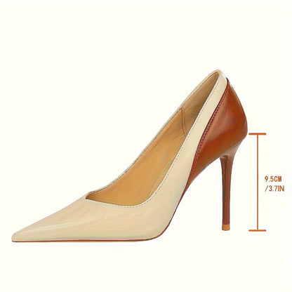 Women's Elegant Pointed Toe Stiletto Pumps - Solid Color, Lightweight, Versatile All-Season High Heels with Rubber Sole and PU Upper - European-Inspired Ultrahigh Heel Dress Shoes