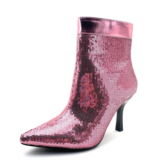 Rhinestone Cowboy Boots Sparkly Ankle Cowgirl Booties For Women Pointed Toe Side Zipper Western Glitter Mid Calf Short Fashion Boots With Diamond Stiletto Heels For Party Wedding Casual