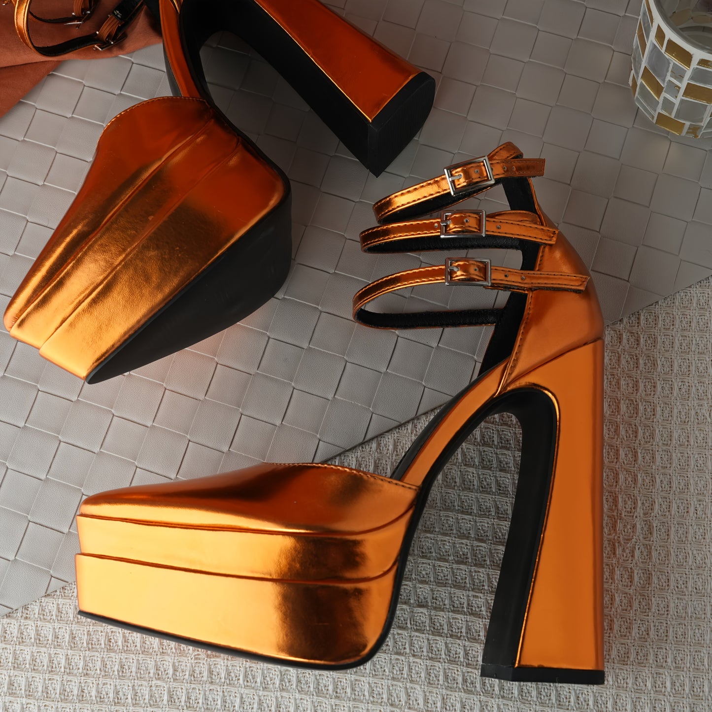 6 Inches Chunky Platform Heels For Women Block High Heels Ankle Buckle Sandals Pumps