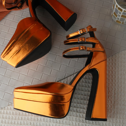6 Inches Chunky Platform Heels For Women Block High Heels Ankle Buckle Sandals Pumps