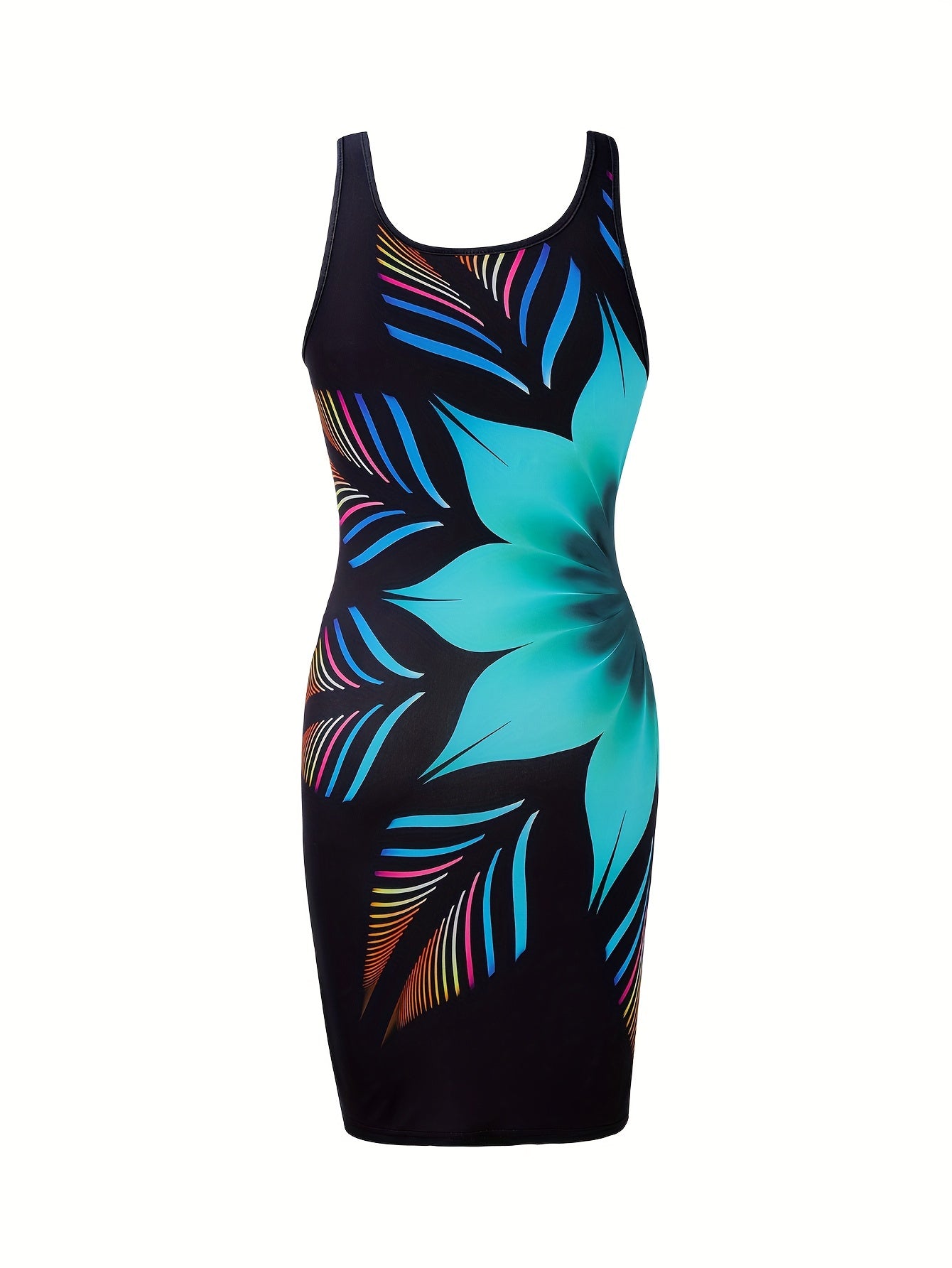 Chic Floral Print Tank Dress - Sexy Sleeveless Scoop Neckline, Figure-Sculpting Bodycon Fit - Perfect Summer Dress for Women
