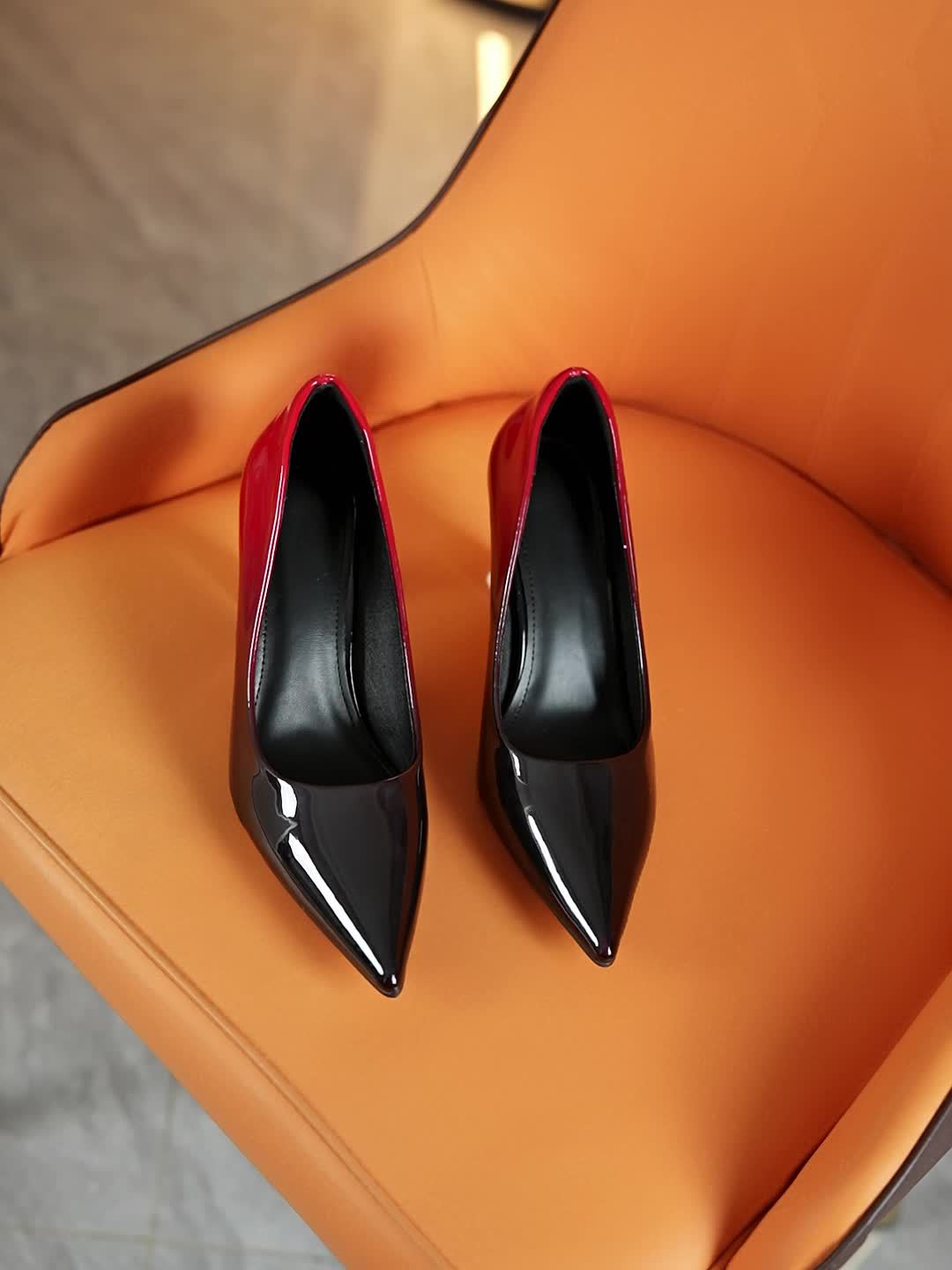 Wine Red High Heels - Zhejiang Trendy Pointed Toe Pumps with French Heel, Comfortable All-Season Fashion Shoes, Solid Color, Man-Made Materials, Rubber Sole