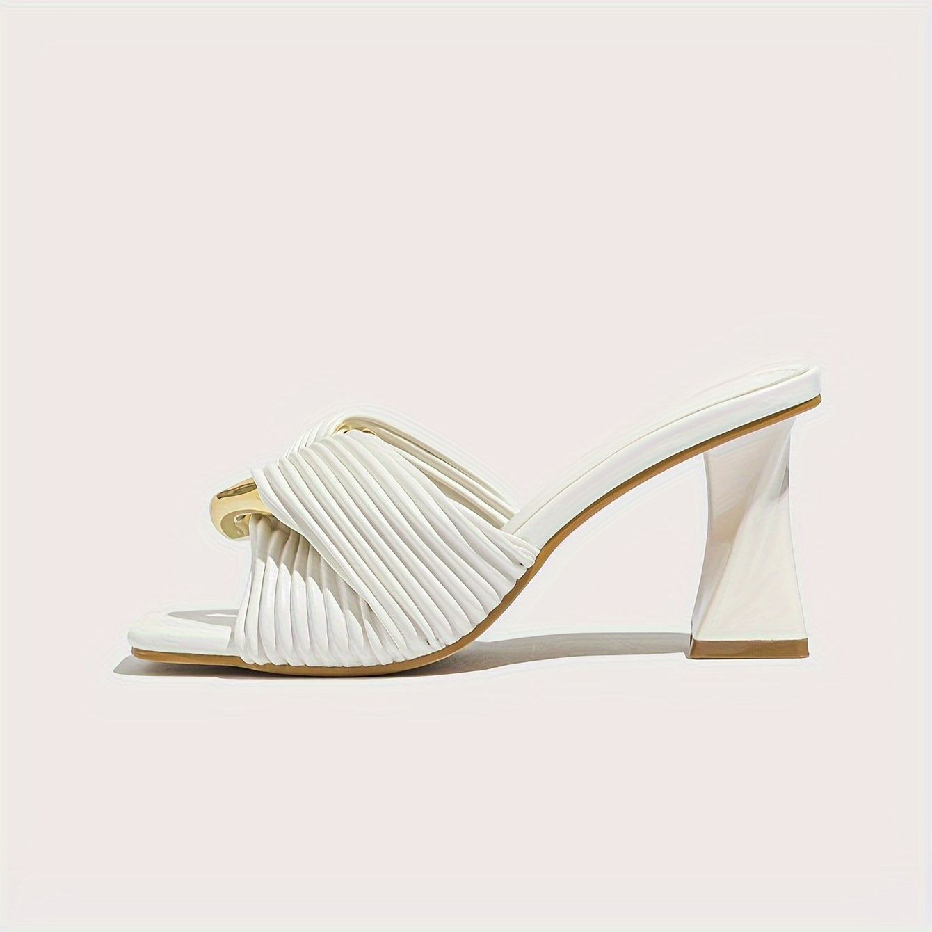 New Summer Women'S Flats with a Trendy One-Strap Design, Featuring a Stylish Square Toe And Fashionable High Heels, Available in Larger Sizes for Outdoor Wear.