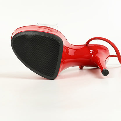 Sexy Red Stiletto High Heels with Crystal Strap Accents - Open Toe, Lace-Up Design, Perfect for Nightclubs, Parties, and Formal Events, Fashionable Footwear|Elegant Heel Design|Synthetic Upper, High Heel Shoes