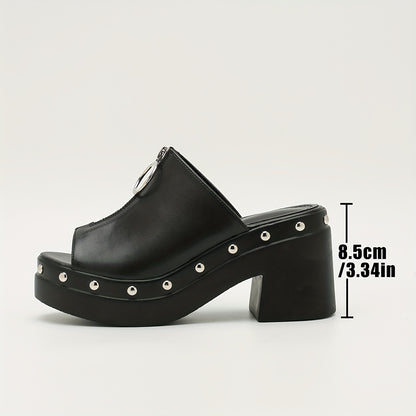 New Thick Sole Sandals Fashion High Heels Women's Headless Half Slippers