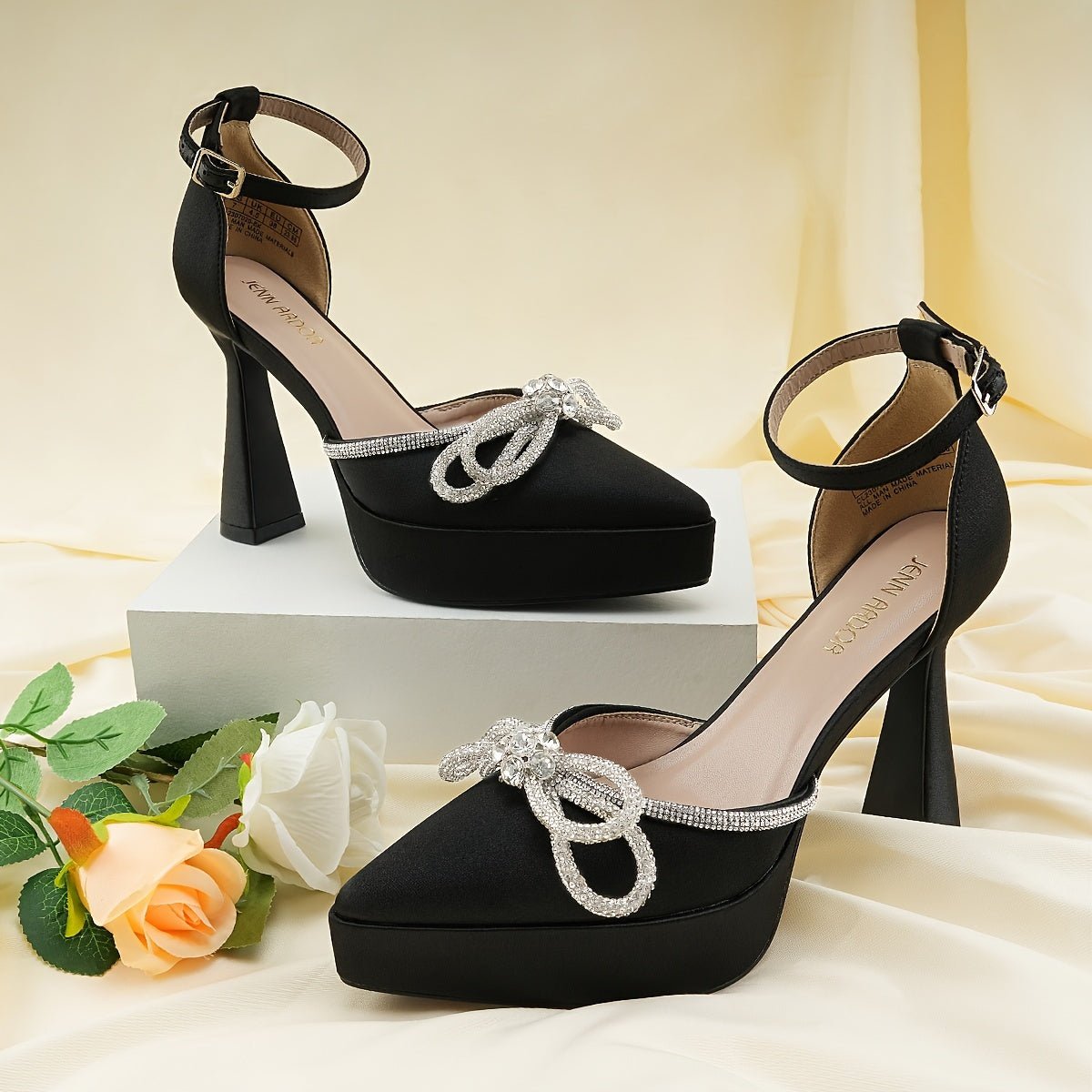 Pointy Heels With Bright Brick Bow For Women