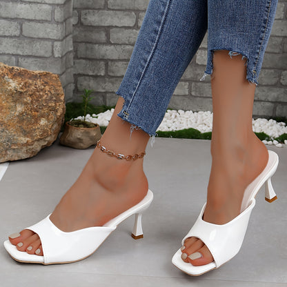 Elegant Stiletto Heels - Single-Tone, High Heel, Classic Square Toe, Easy Slip-On Design, Sophisticated Style - Womens Fashionable Dress Pumps for Formal Occasions