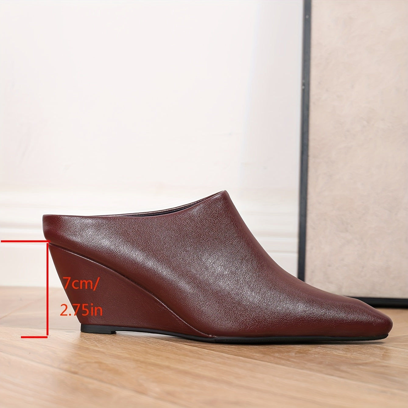 Women's Fashionable Slip-On Mules - Square Toe, Chunky Heel, Versatile Slides in Burgundy, Beige, and Black, Lightweight Synthetic Cover, All-Season Wear, Casual Chic Heels | Slipon High Heels | Durable TPU Sole
