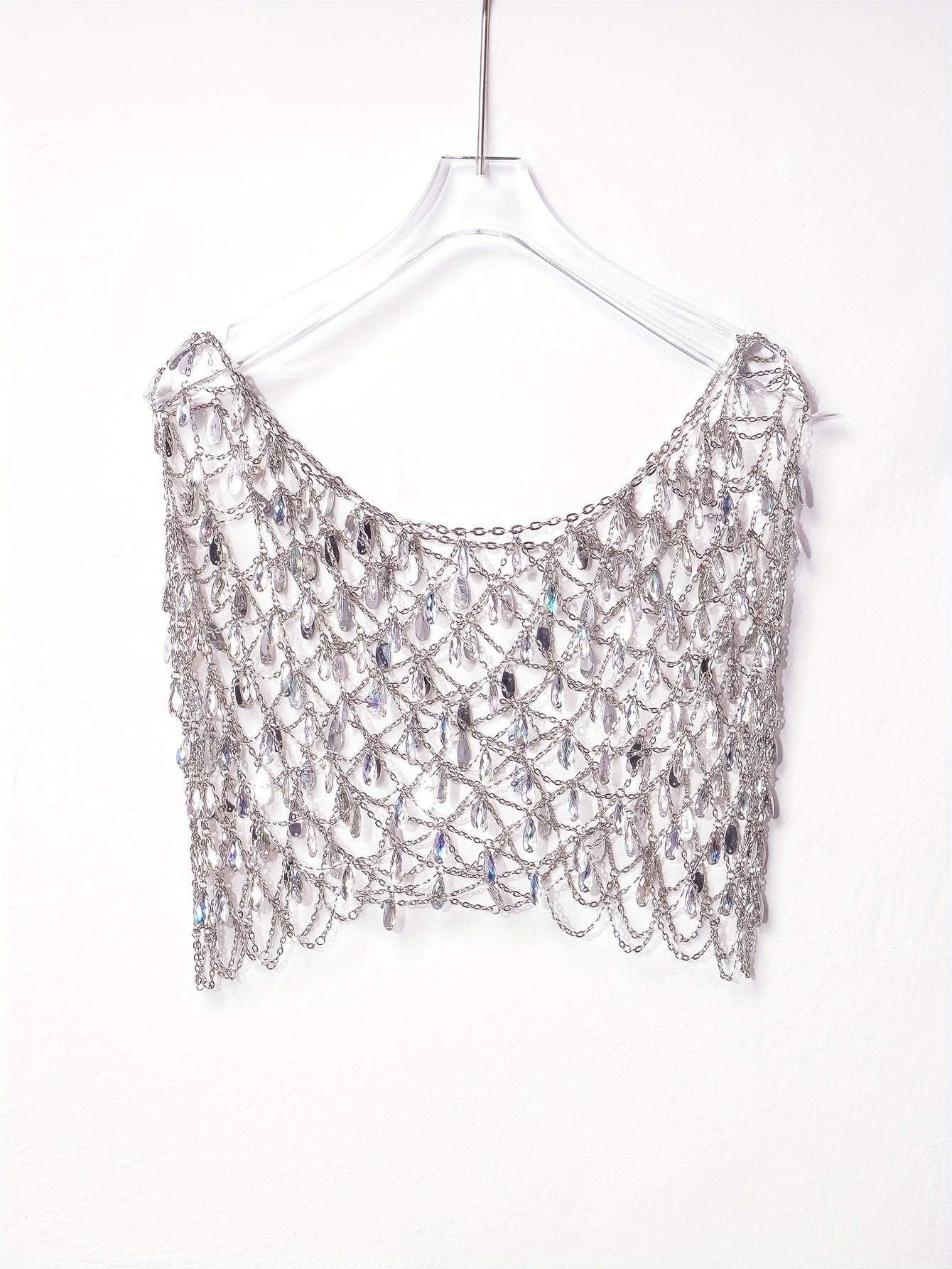 Glittering Rhinestone Chain Mini Skirt - Hollow Out Design for Vacation Glam - Perfect for Party & Beach Wear - Chic Womens Clothing