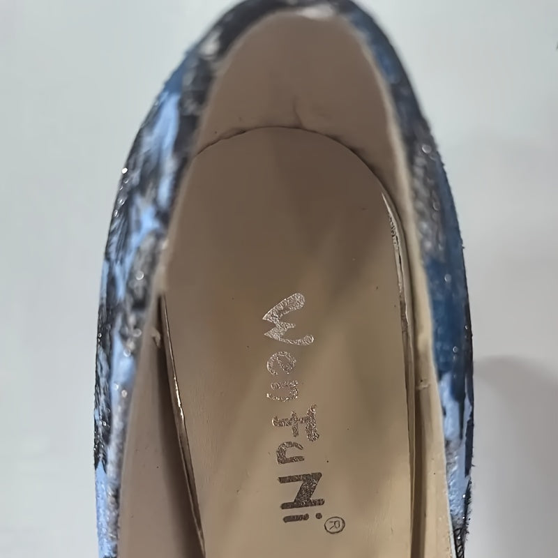 Elegant Floral Embroidered Stiletto Pumps - Lightweight Pointed Toe Dress Heels with Sequins, Fabric Upper & Rubber Sole - All Season Comfort Footwear for Women - Perfect for Parties & Weddings