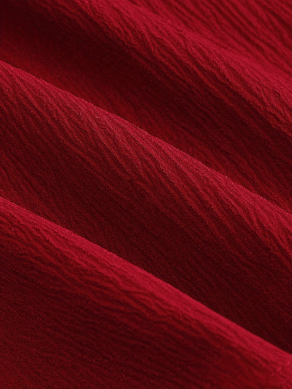 Women's Elegant V-Neck Spaghetti Strap A-Line Dress with Bow Detail - Vibrant Red Short Sleeveless Summer Dress, Machine Washable Casual to Dressy Outfit, Spaghetti Suspender Dress