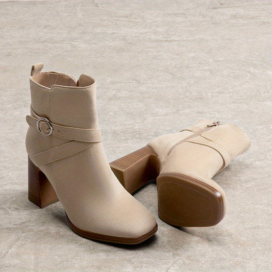 Women's Ankle Boots, Women's Boots, Fashion High Heels Bridesmaid Shoes for Wedding Season, Autumn Winter Boots, Chic Classic And Versatile Style Bootie for Women, High Heel Block Heel, with Side Zipper