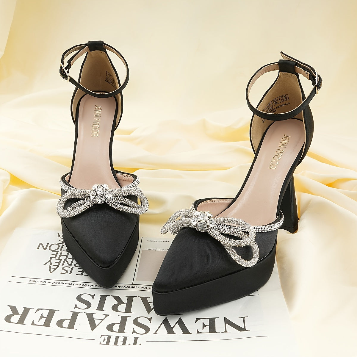 Pointy Heels With Bright Brick Bow For Women