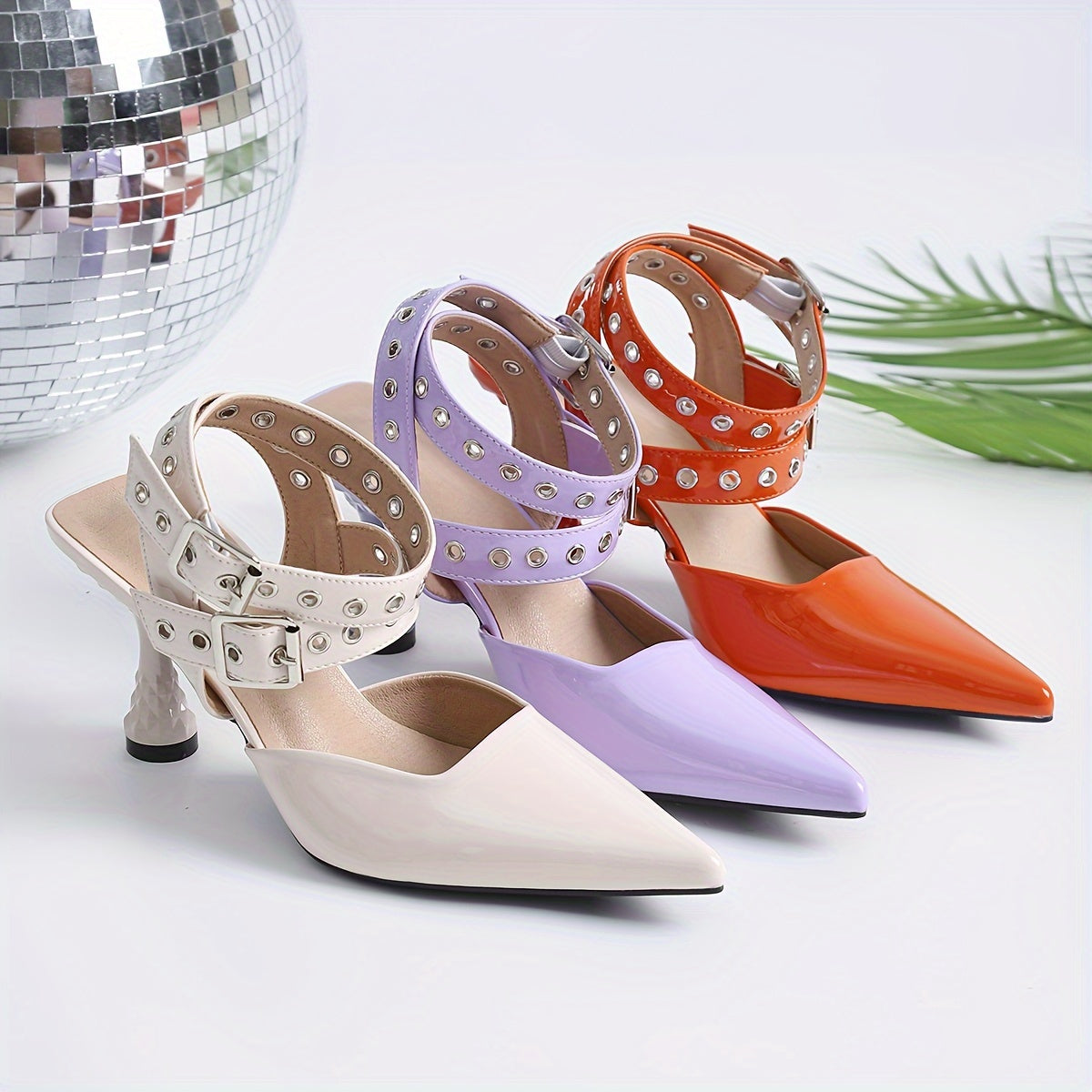 Chic Womens Solid Color Stiletto Heels - Pointed Toe Dress Pumps with Stylish Buckle Strap Slingback Design - Elegant & Comfortable for Various Occasions