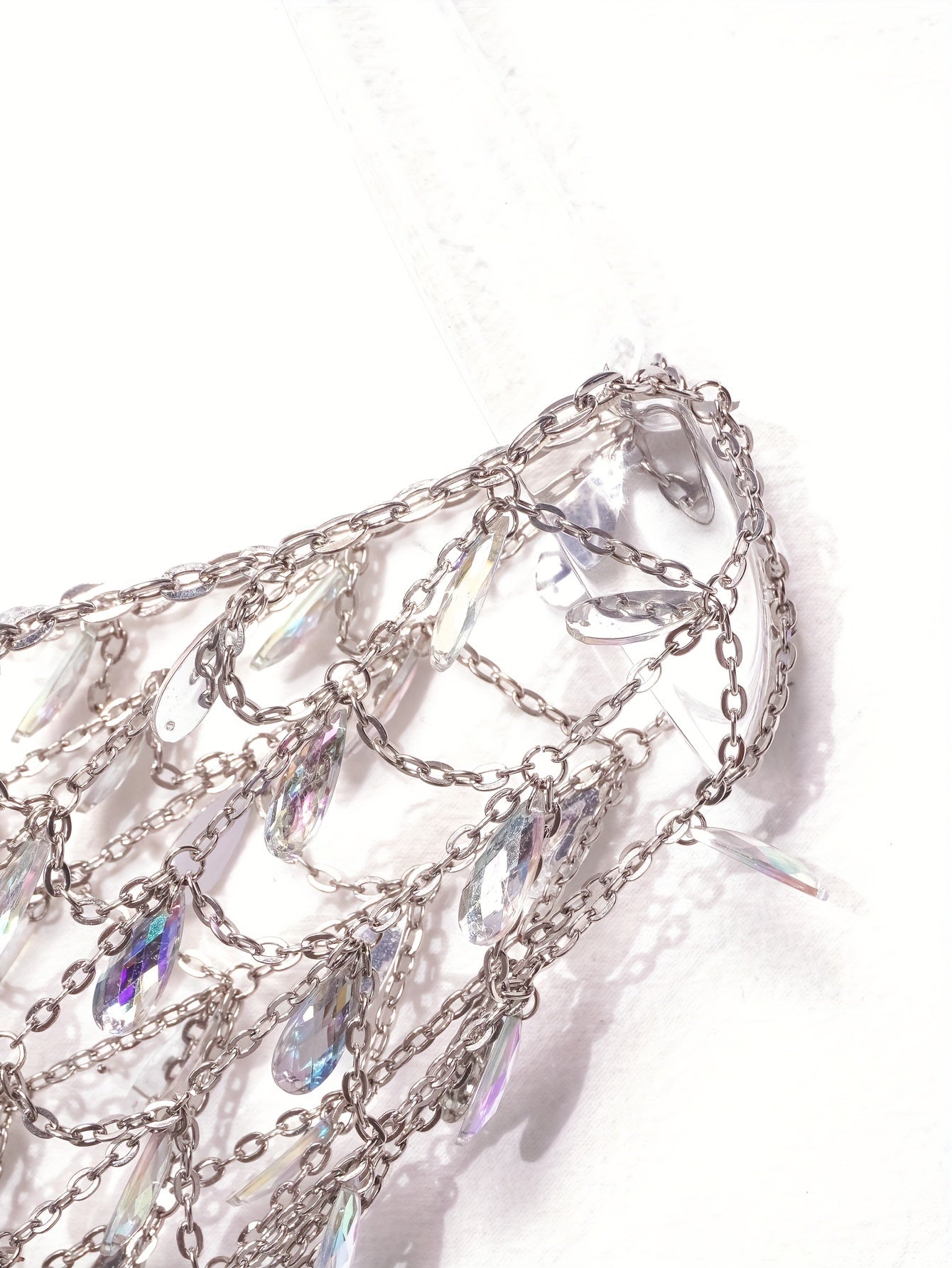 Glittering Rhinestone Chain Mini Skirt - Hollow Out Design for Vacation Glam - Perfect for Party & Beach Wear - Chic Womens Clothing