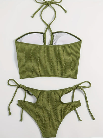 2023 New Split Bikini High Waist European and American Women's Swimwear Women's Vacation Swimwear