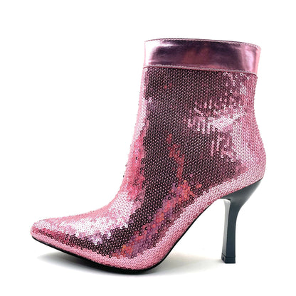 Rhinestone Cowboy Boots Sparkly Ankle Cowgirl Booties For Women Pointed Toe Side Zipper Western Glitter Mid Calf Short Fashion Boots With Diamond Stiletto Heels For Party Wedding Casual